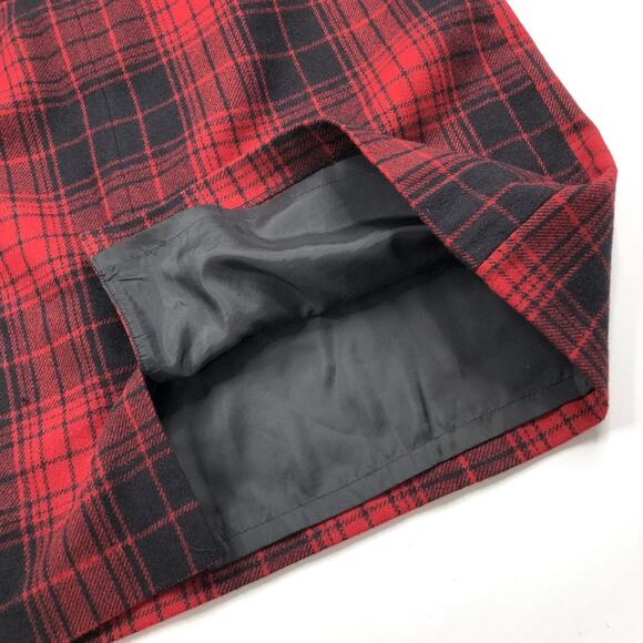 Eddie Bauer 14 (Fits 36In) Wool Blend Zip Plaid Mini Skirt Black Red MINT - Picture 7 of 11